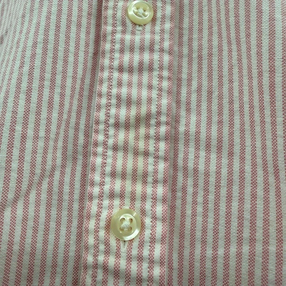 Ralph Lauren sport   Boys Size 16 Pink White Striped Oxford Button Up Shirt